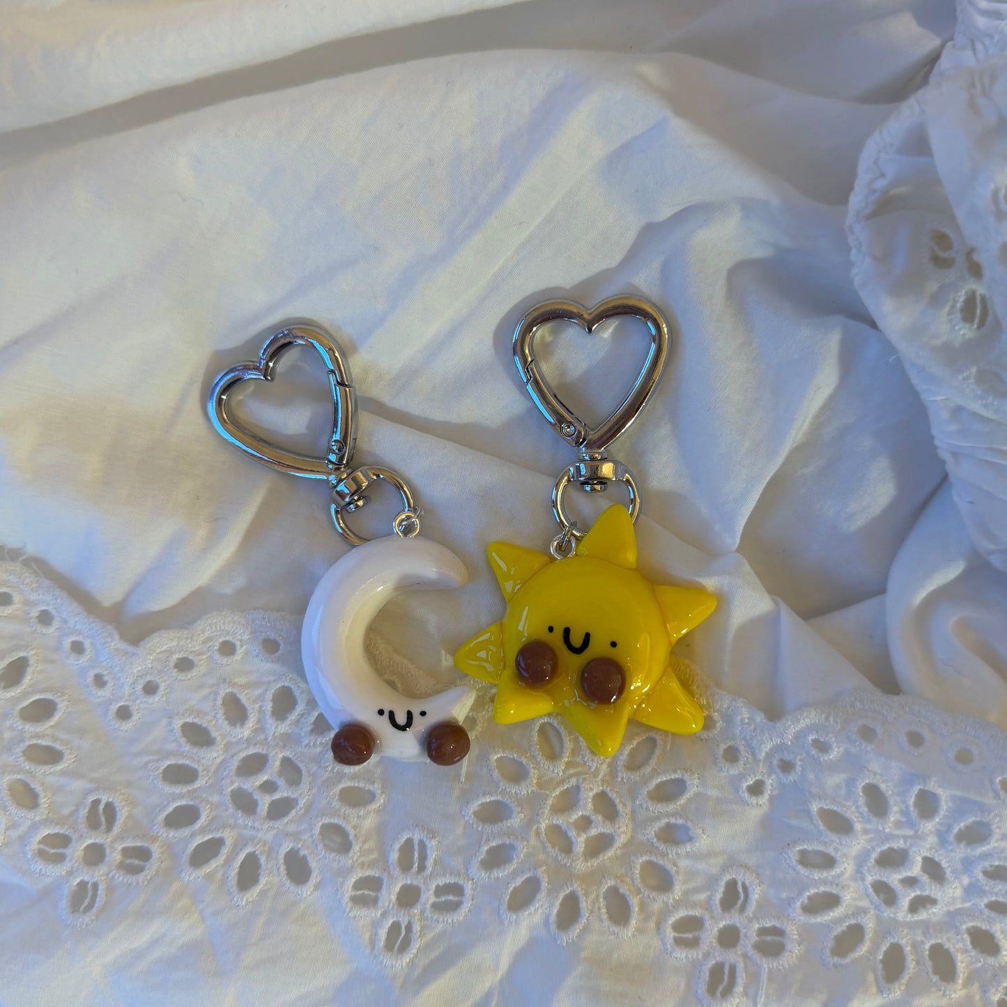 matching moon and sun keychains