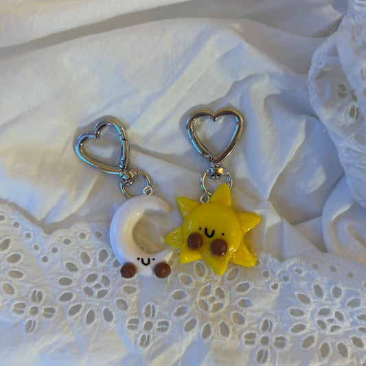 matching moon and sun keychains